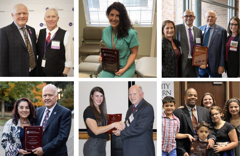 Photo collage of UWS Alumni of the Year recipients