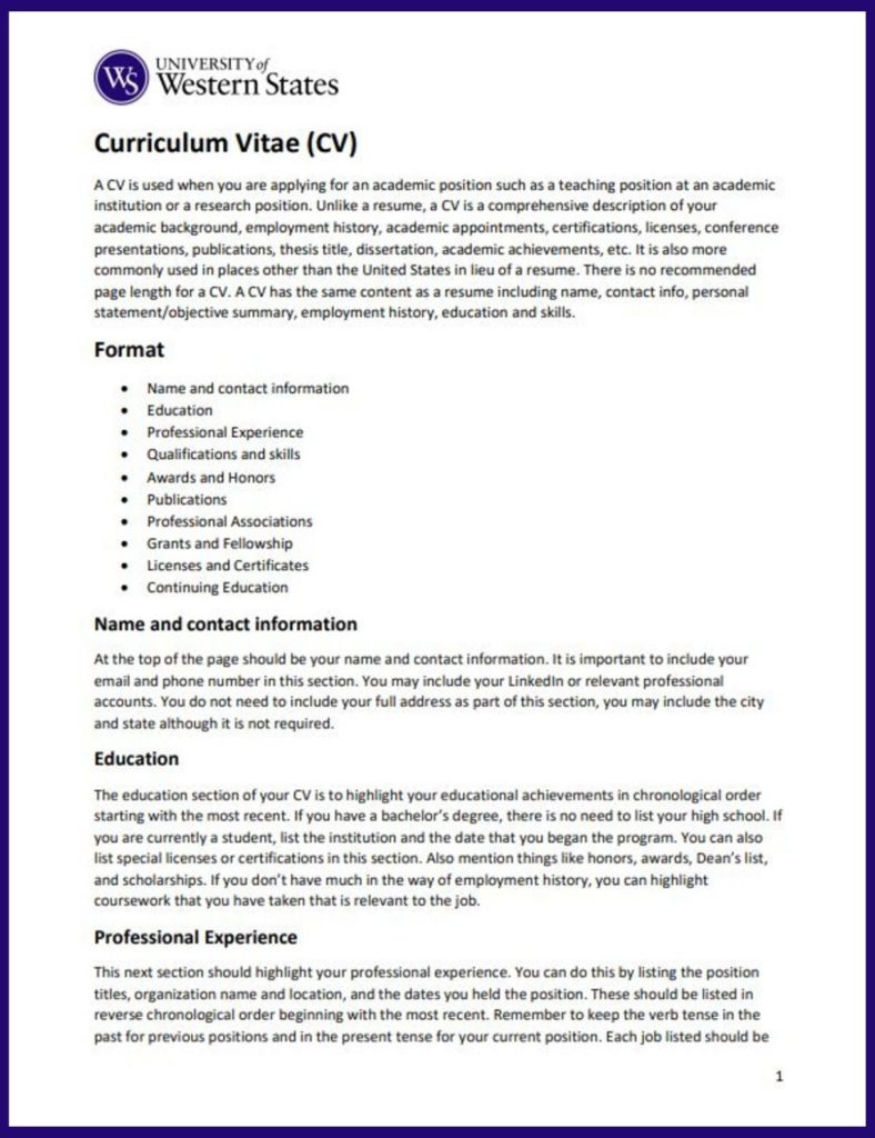 Curriculum Vitae PDF Guide