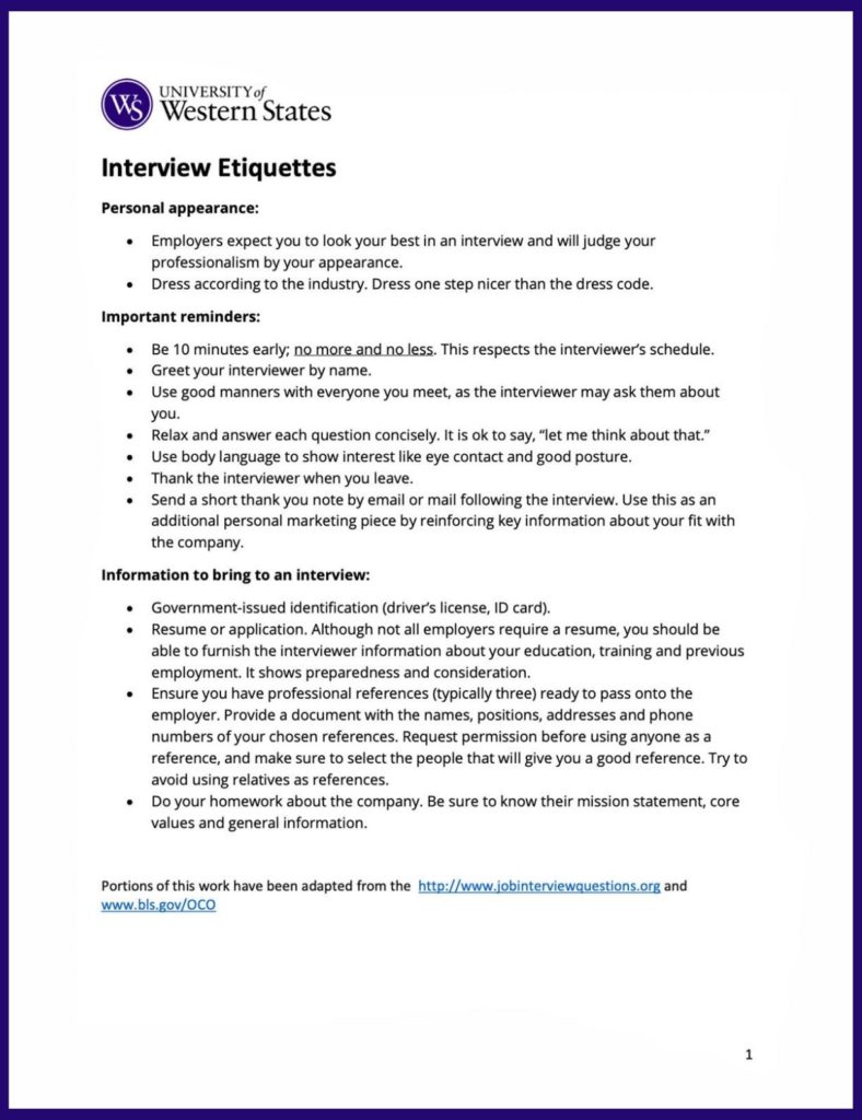 Interview Etiquettes Guide PDF