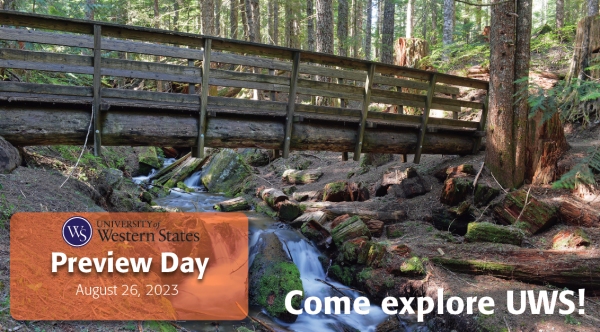 Preview Day invite with picture of bridge and creek